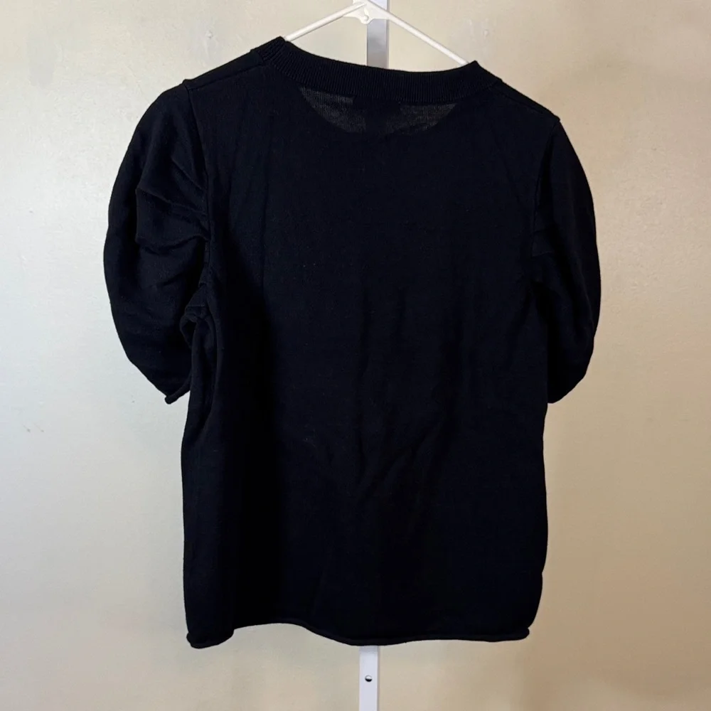 Another Love Short Sleeve Black Cotton Blend Knit Blouse XL